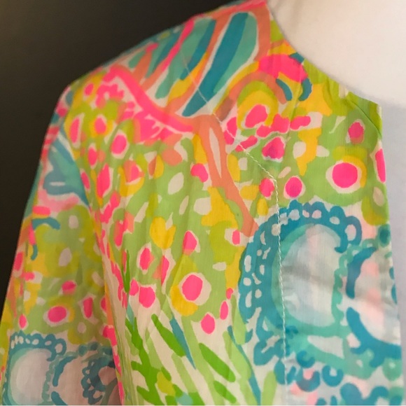 LILLY PULITZER XS MARCO ISLAND TUNIC LOVERS CORAL GRAIL! BEAUTIFUL PRINT - Picture 6 of 9